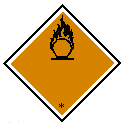 UN transport label for oxidizing substances and organic peroxides, Class 5