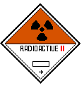 UN transport label for radioactive material, category II
