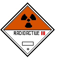 UN transport label for radioactive material, category III